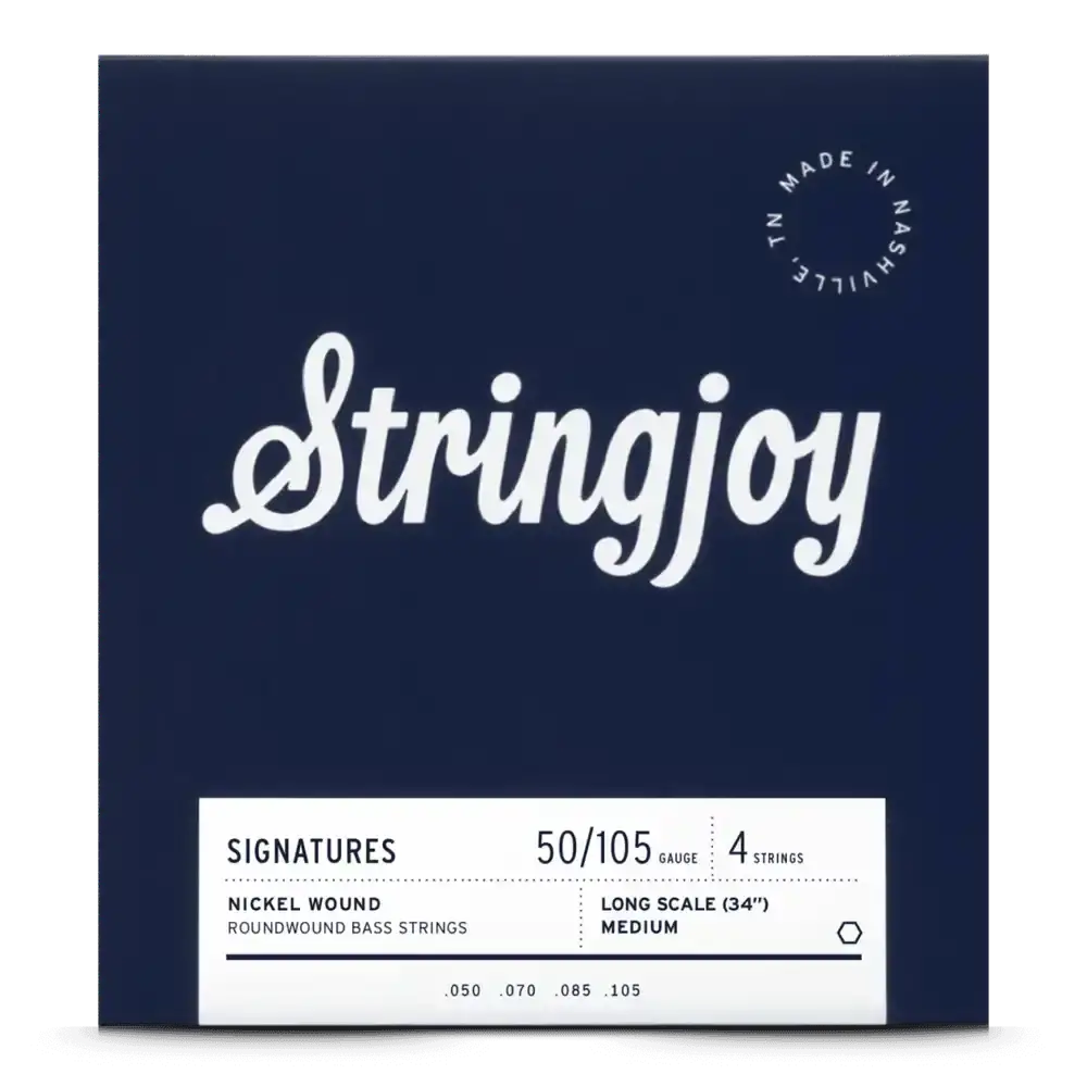 Stringjoy Medium Gauge (50-105) 4 String Long Scale Nickel Wound Bass Guitar Strings 1