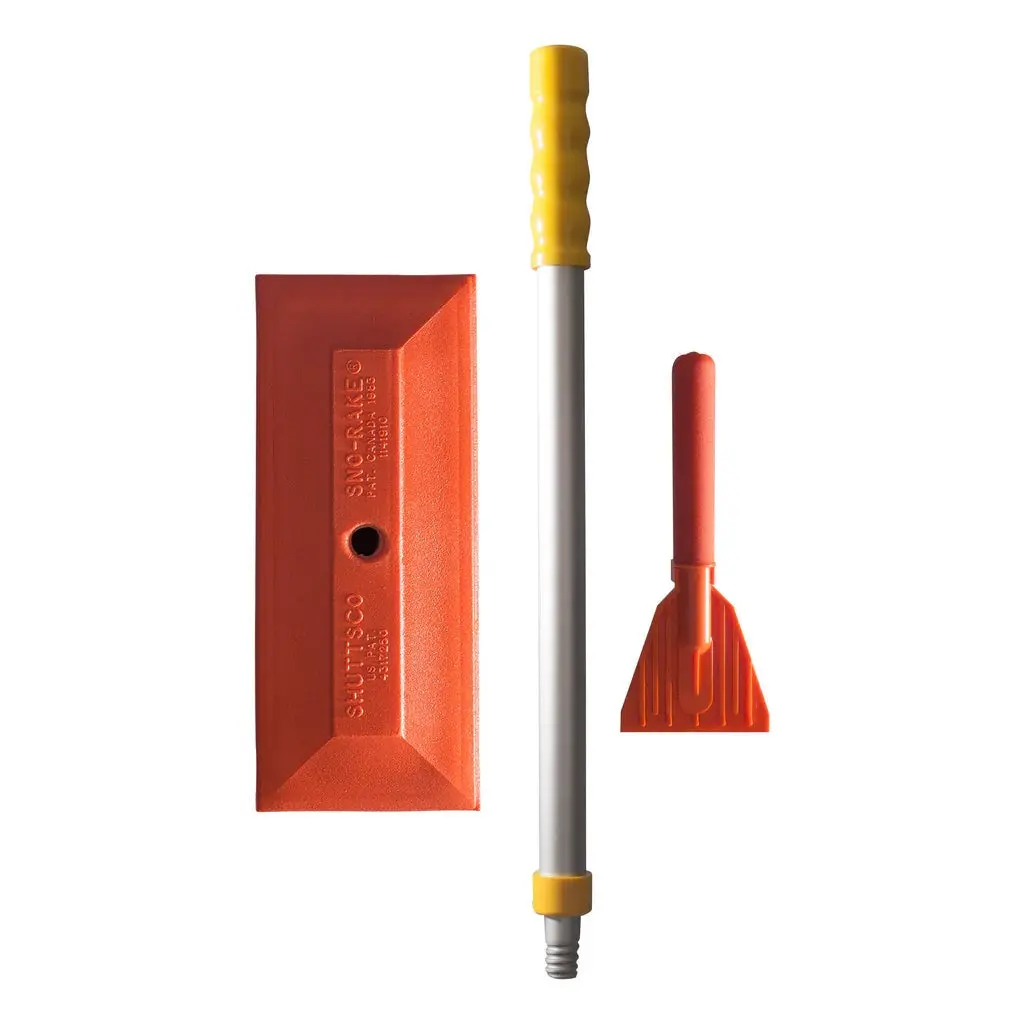 Shuttsco Snow Rake With Adujstable 20"-37" Telescoping Aluminum Handle, Ice Scraper, And Sure Grip Handle - Gentle Snow Removal Tool For Suvs And Minivans - Removes Snow From Vehicle Roofs, Hoods, Trunks - Made In Usa 1