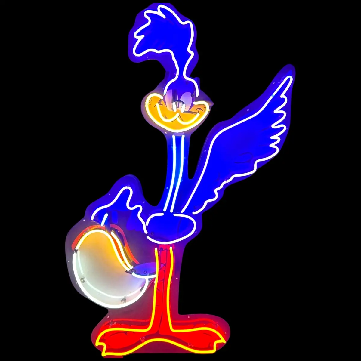 Real Neon Sign - Road Runner Beep Beep Die Cut Cartoon Mascot - Glass Neon Porcelain 1