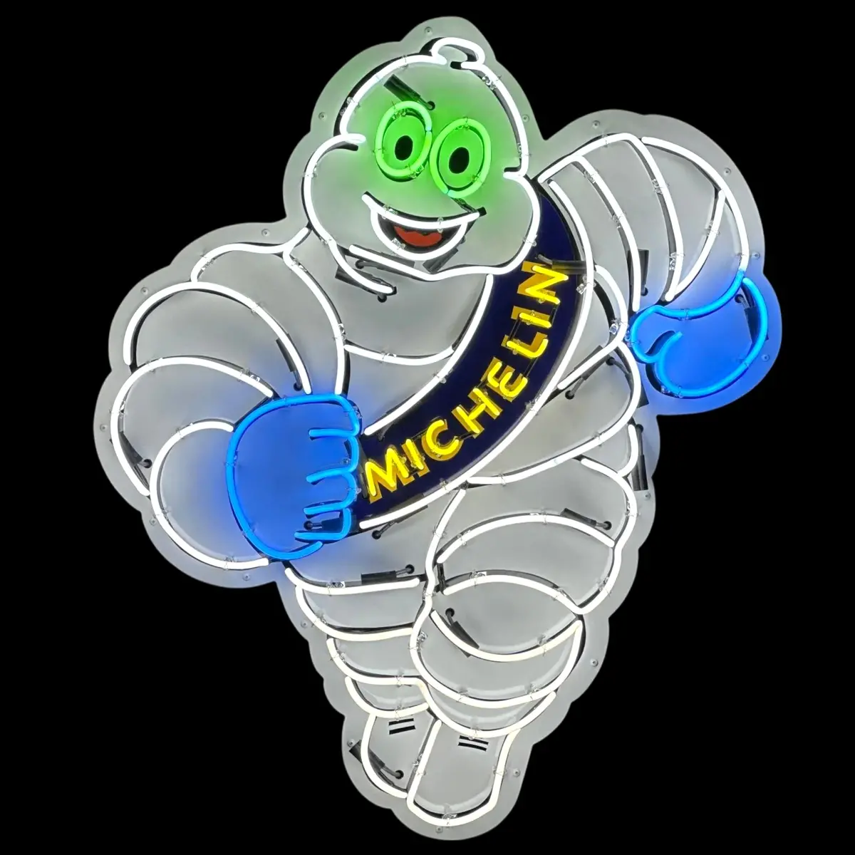 Michelin Man Large Neon Sign - Real Glass, Porcelain, & Die Cut Can - Retro Auto Advertising 1