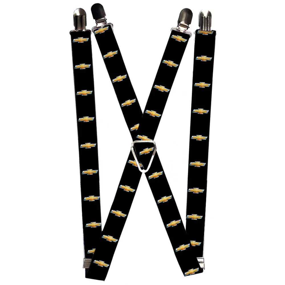 Chevrolet Bowtie Black & Gold Suspenders - 1.0" 1