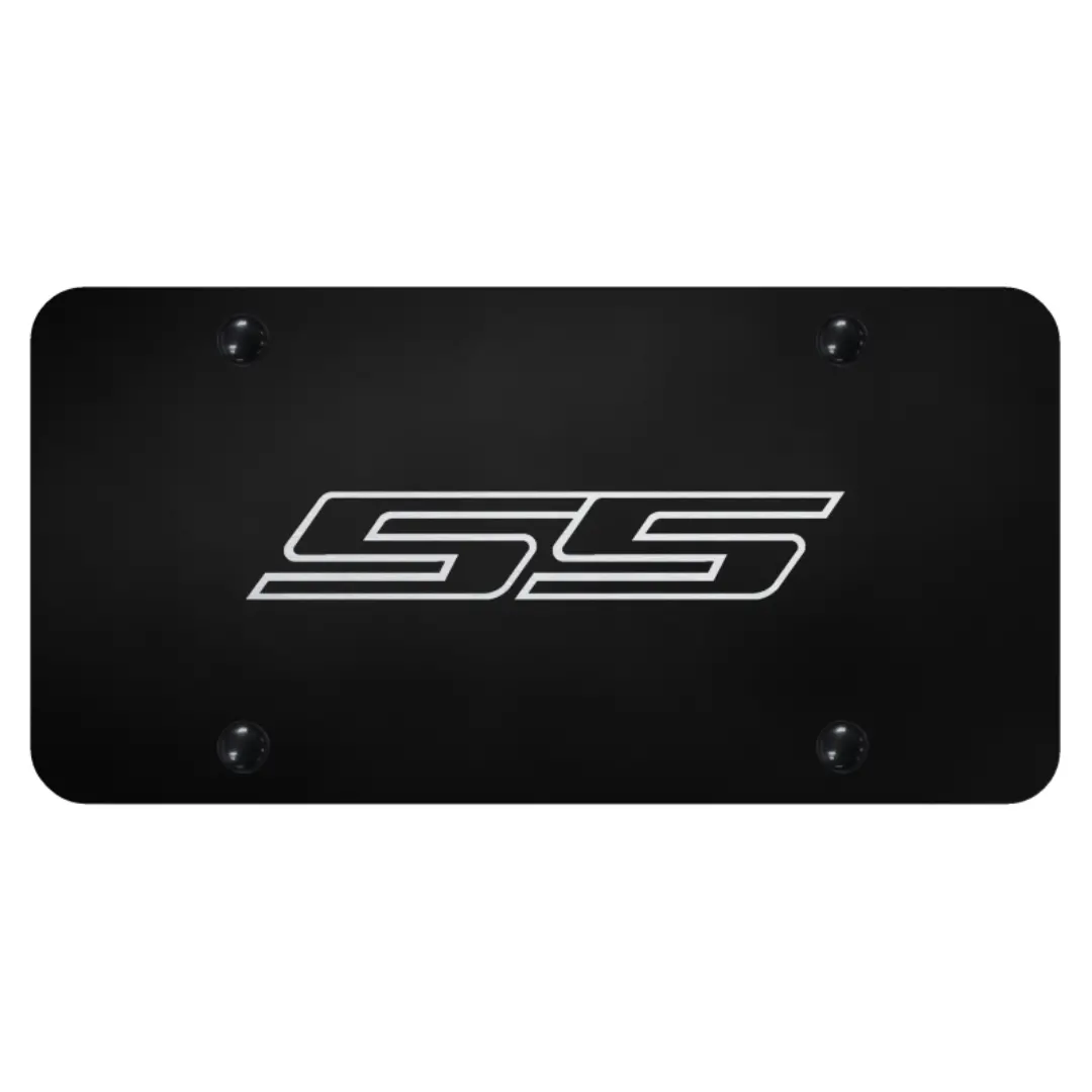 Ss Logo License Plate - Laser Etched On Black 1