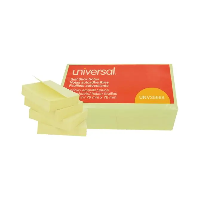 3" X 3" Plain Yellow Self Stick Notes - High-Quality Adhesive Sticky Notes For Reminders, Messages, And Organizing - Versatile Office, School, And Home Use - 100 Sheets/Pad 1