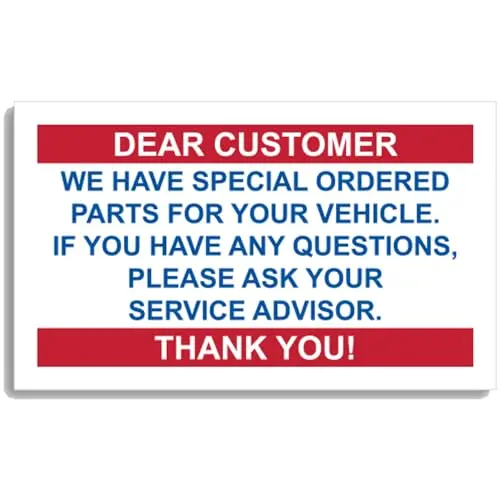 Part On Order Stock Reminder Sheet Labels – Clear Background 2.5" X 1.5" Static Cling Reusable Inventory Management Stickers – Automotive Dealership Parts Tracking & Service Reminder Labels 1