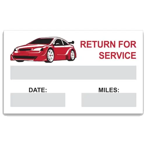 Red Return For Service Stock Reminder Sheet Labels – Clear Background 2.5" X 1.5" Static Cling Reusable Service Reminder Decals For Automotive Dealerships & Service Centers 1