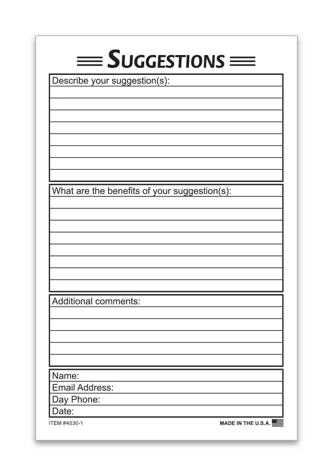 Suggestion Cards For Customer, Employee & Event Feedback – 8.5" X 5.5" White Feedback Collection Cards – Durable, Lightweight & Portable Feedback Forms For Business, Events & Workplace 1