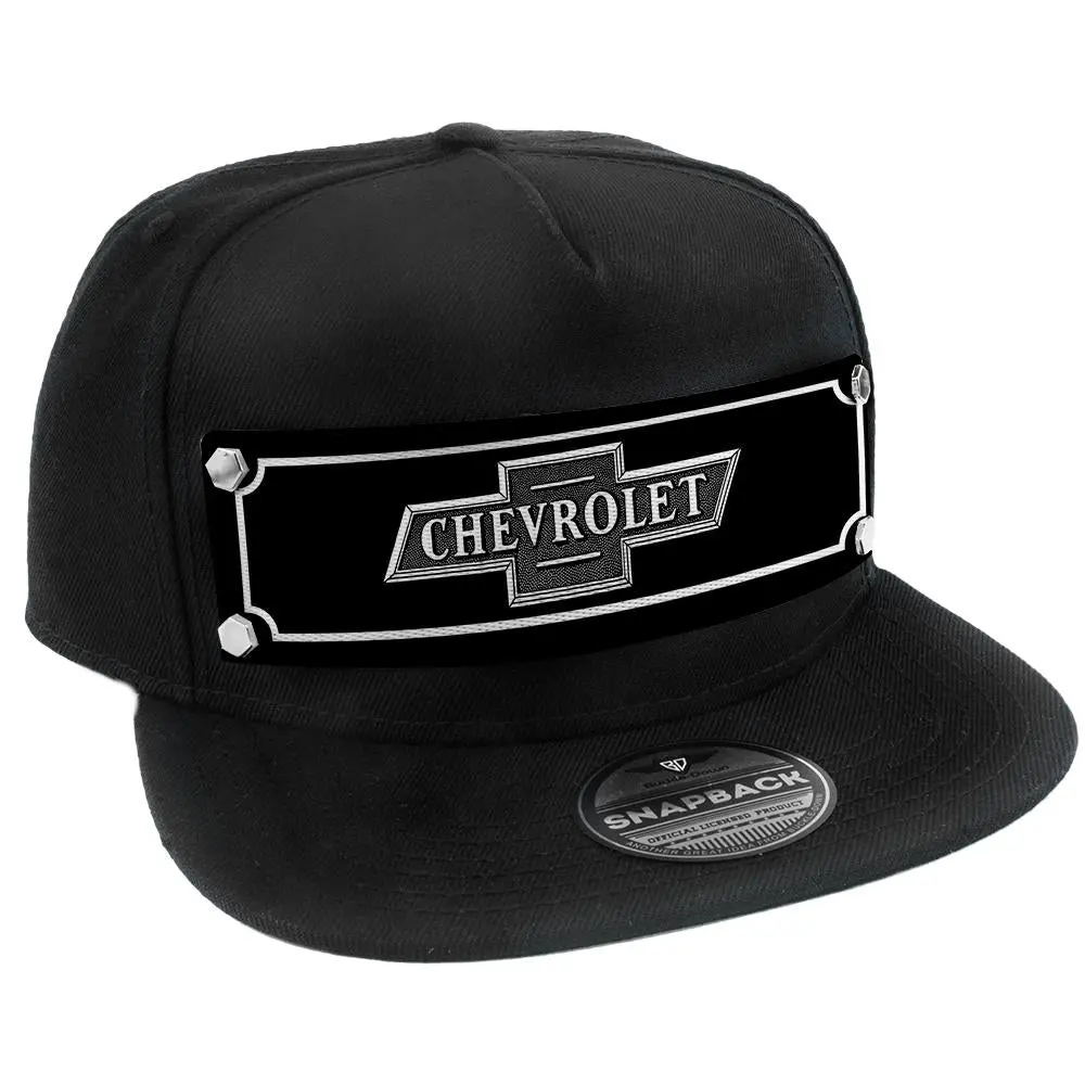 Chevrolet Bowtie Emblem Black & White Embellishment Hat Black 1
