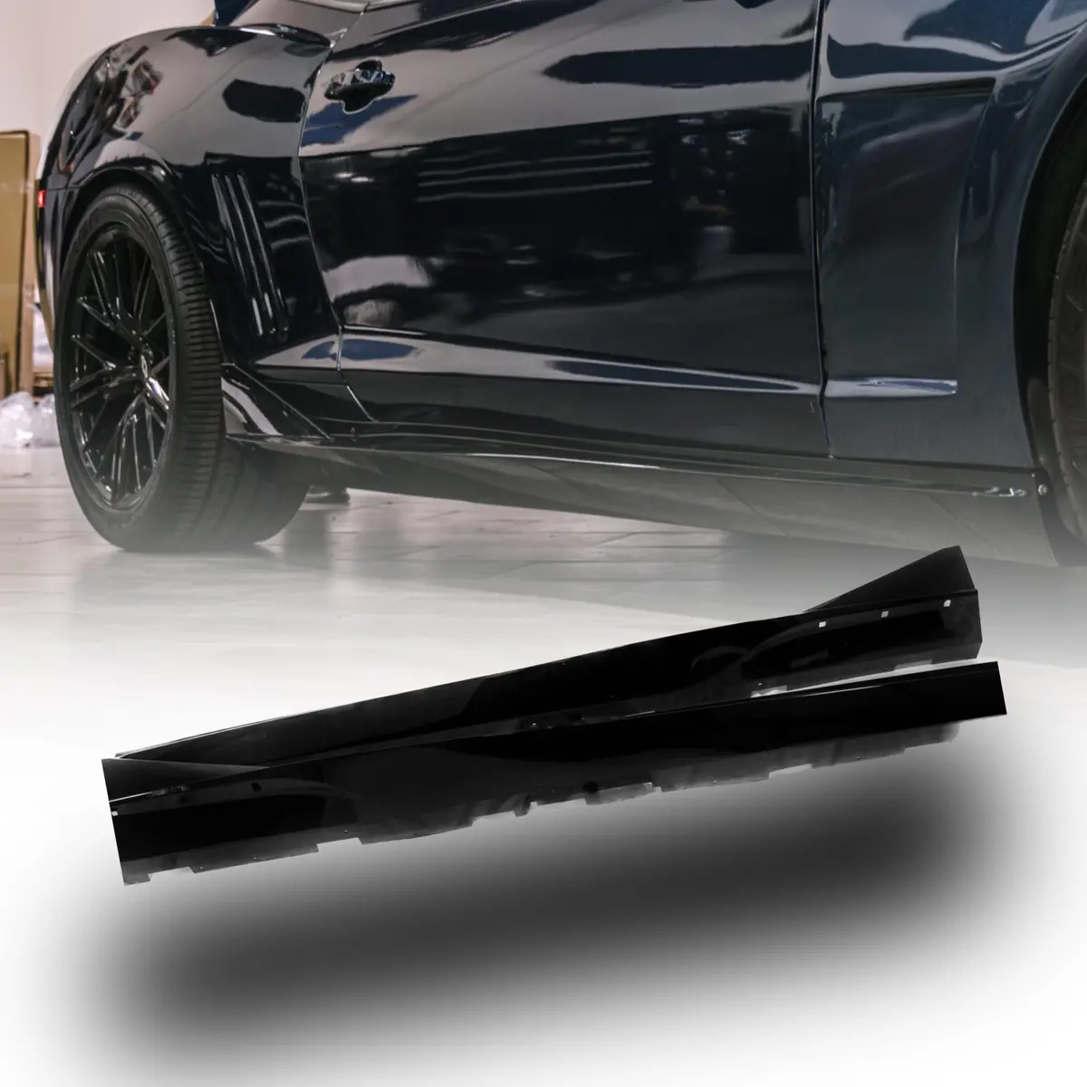 2010-2015 Chevy Camaro Evo Style Gloss Black Side Skirt Rockers 1