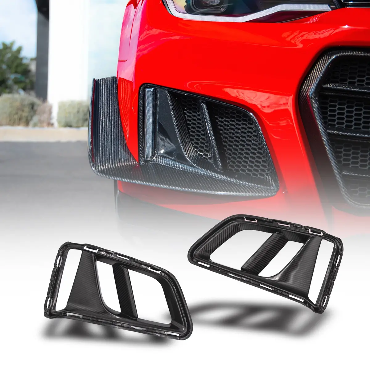 2016-2025 Camaro Ss/Rs/Lt Type-Zl1 Gloss Carbon Fiber Bezels (Pair) 1