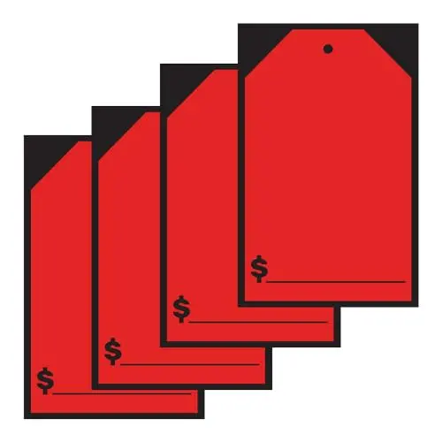 Vibrant Red Blank Price Window Stickers & Hang Tags – Large 7" X 11" – Durable Vinyl Decals For Car Dealerships & Retail Pricing Displays 4