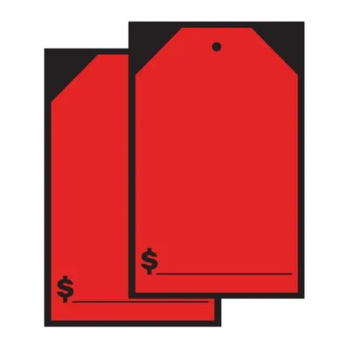 Vibrant Red Blank Price Window Stickers & Hang Tags – Large 7" X 11" – Durable Vinyl Decals For Car Dealerships & Retail Pricing Displays 2