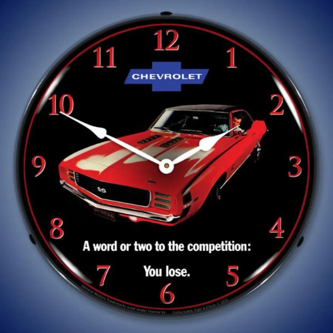Vintage 1969 Camaro Rs Ss Lighted Wall Clock 1