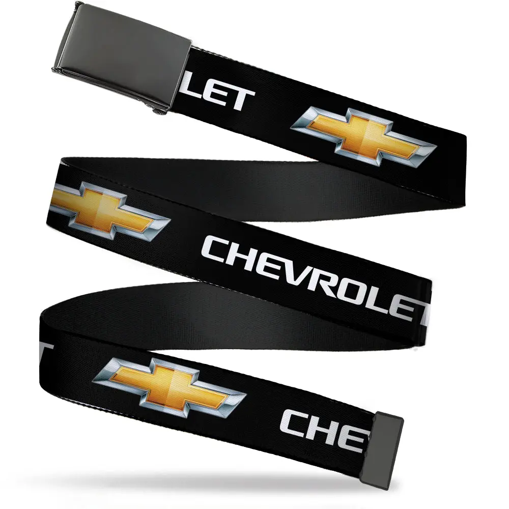 Chevrolet Bowtie Black & Gold Web Belt 1