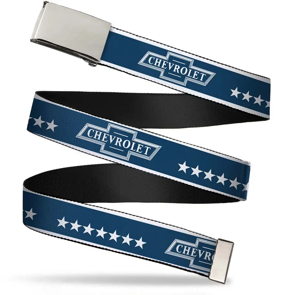 Chevrolet Bowtie Stars Blue & White Web Belt 1