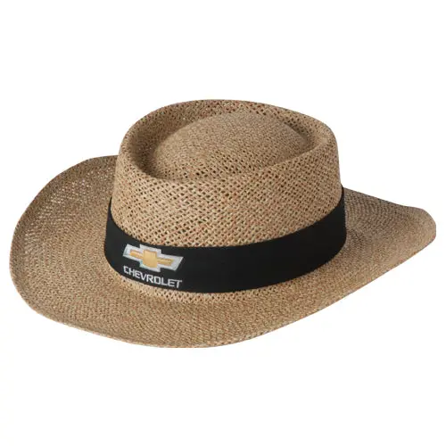 Chevrolet Gold Bowtie Natural Straw Hat 1