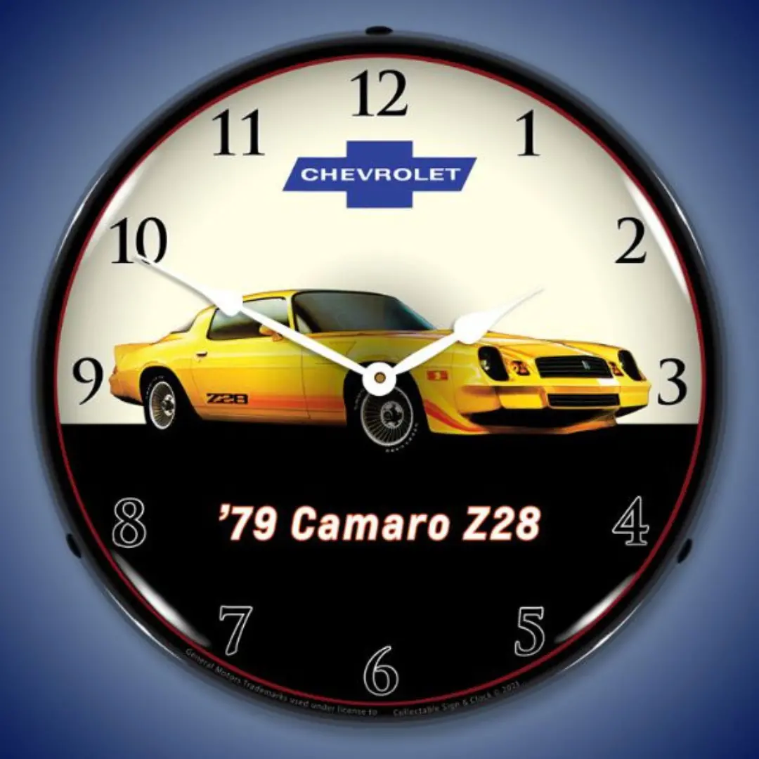 Yellow 1979 Camaro Z28 Lighted Clock 1