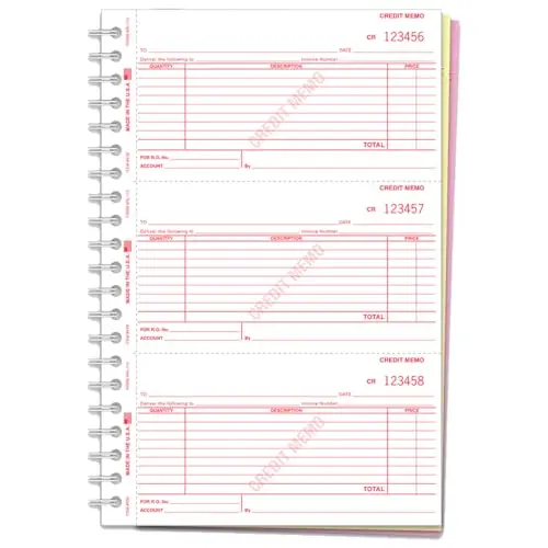 Credit Memo Books Rl-113 – 7.5" X 11" 3-Part Carbonless Duplicate Forms – 150 Memos Per Book – Red Ink & Numbering For Business Accounting 1