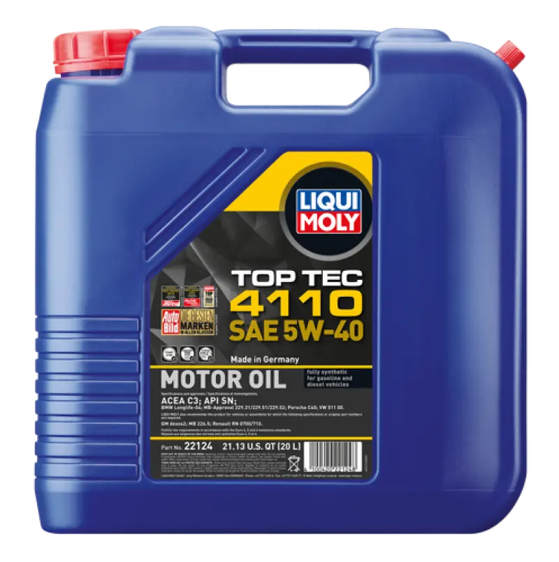 Liqui Moly 2016-2022 Chevrolet Camaro 6Th Gen 20L Top Tec 4110 Motor Oil Sae 5W40 1