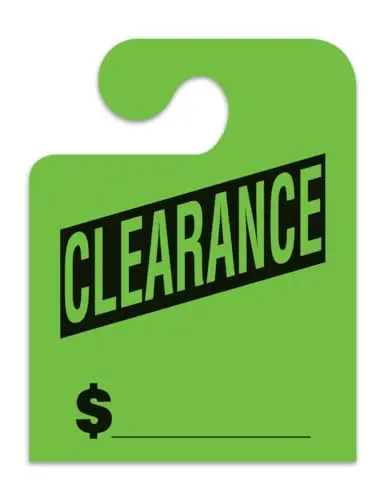 Jumbo "Clearance" J-Hook Style Mirror Hang Tags - Fluorescent Green Large Size (8-1/2" × 11") Car Dealer Tags For Auto Dealership Supplies - Durable 11-Point Stock Material 1