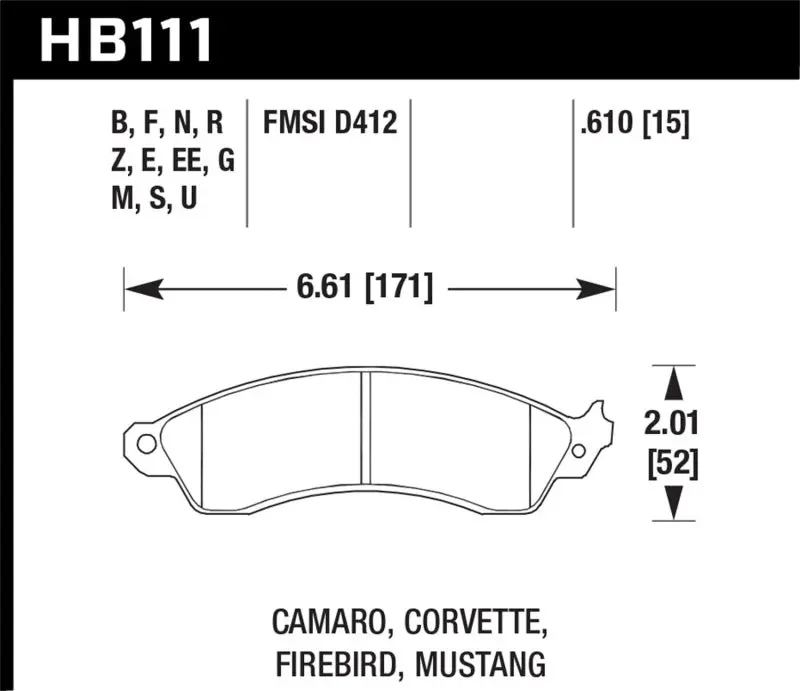 Hawk Performance 1988-1992 Chevrolet Camaro 3Rd Gen Hawk Cobra W Hd Brakes Front Blue 9012 Race Brake Pads 1