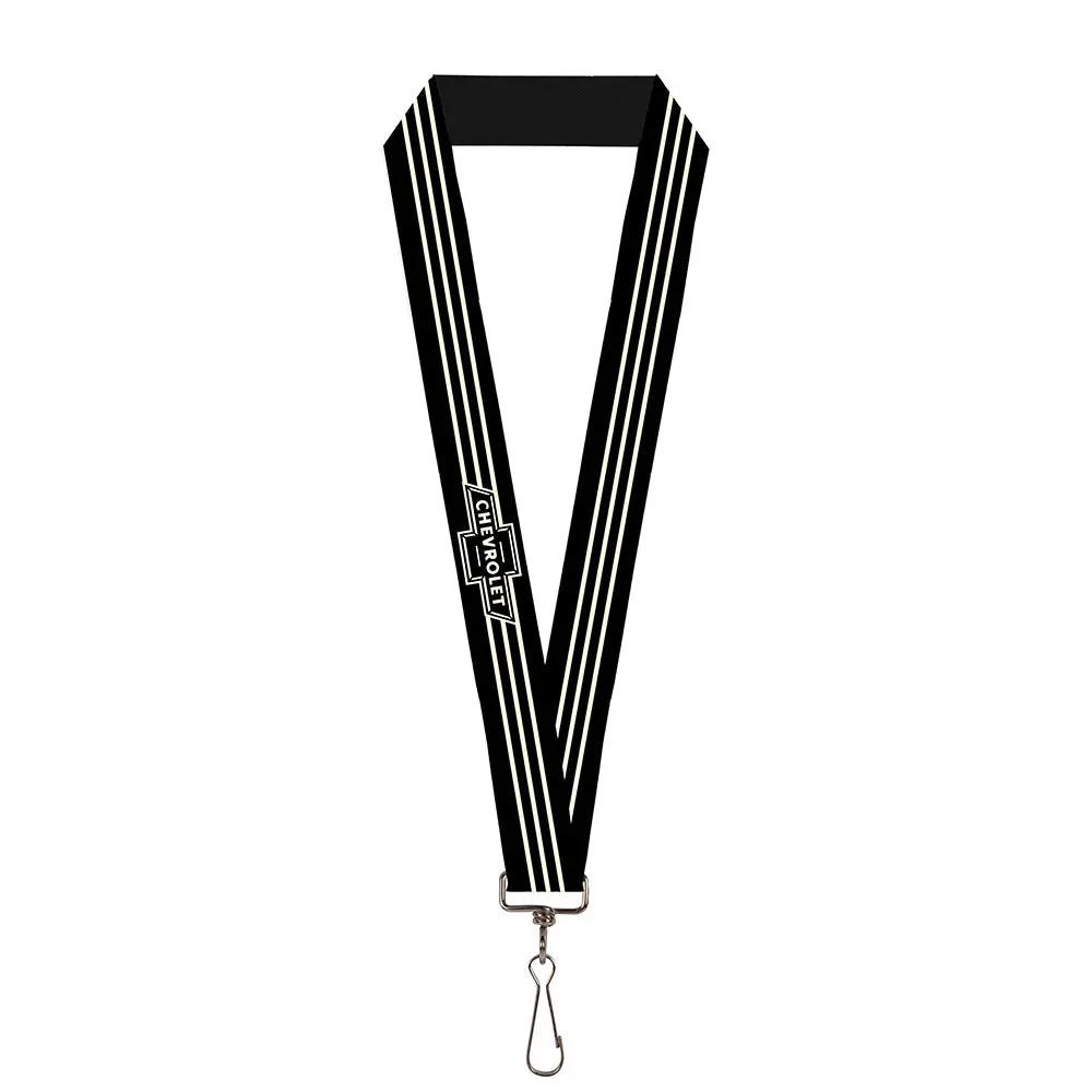 Vintage Chevrolet Bowtie 3-Stripe Black & Ivory Lanyard - 1.0" 1