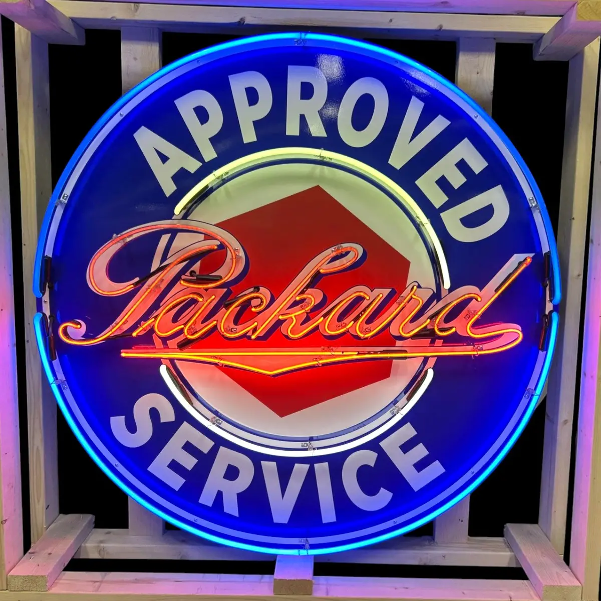 Old Packard Style Glass Neon Porcelain With Steel Can Reproduction 1