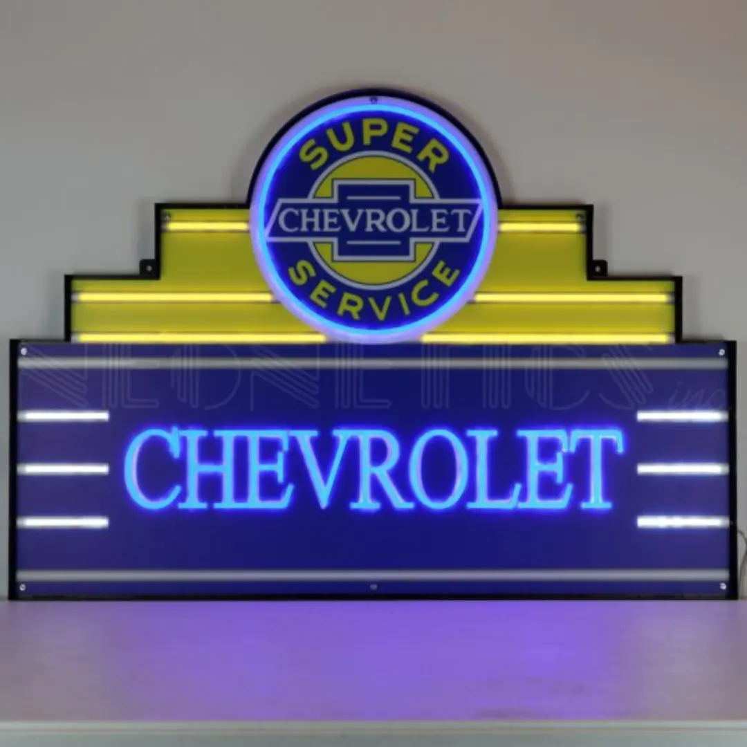 Art Deco Marquee Chevrolet Led Flex-Neon Sign In Steel Can 1