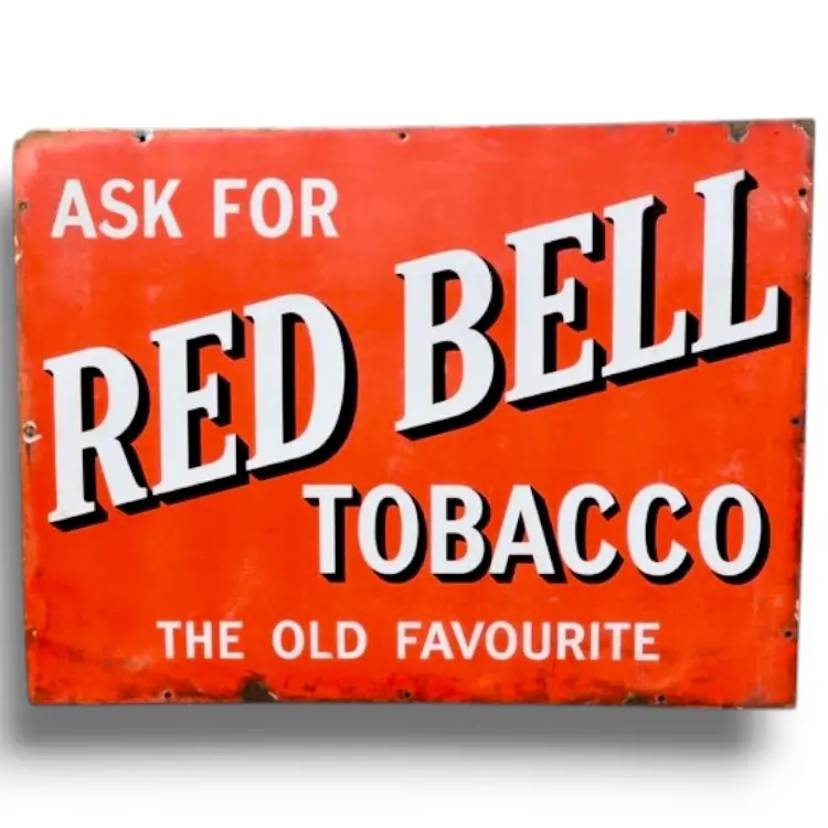 Ask For Red Bell Tobacco Porcelain Enamel Vintage Metal Reproduction 1