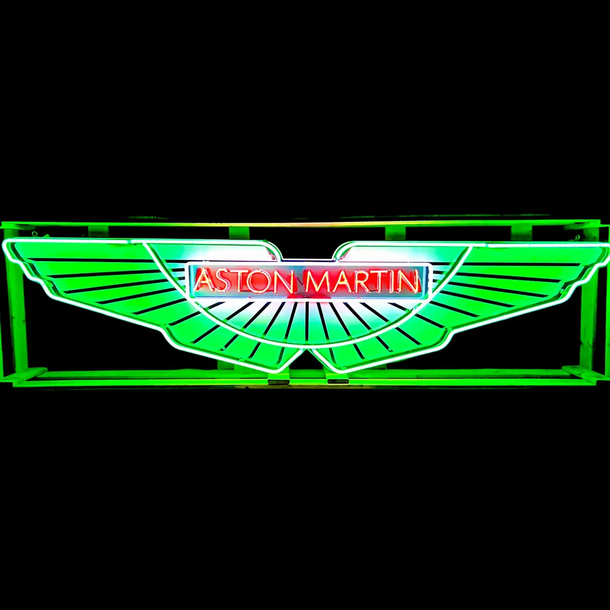 Aston Martin Wings Neon Die Cut Sign - Real Glass, Porcelain, Metal Can - Old Dealership Advertising 1