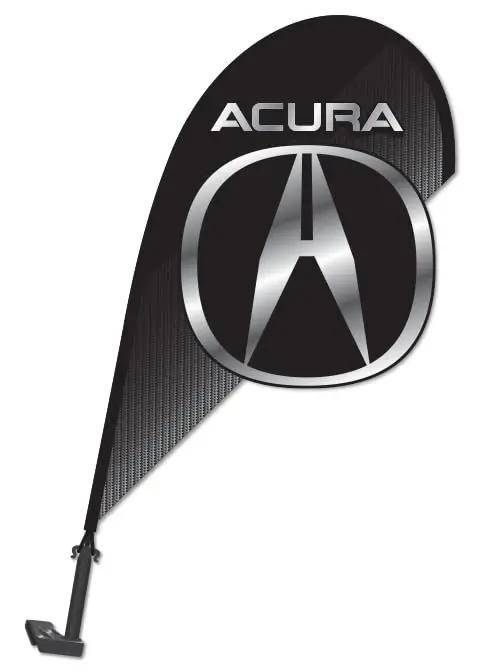 3D Clip-On Paddle Flags With Car Manufacturer Logos - Premium 2-1/2' Tall Durable Fiberglass Pole - Wind-Resistant Car Window Flags, Double-Sided Printing, Authorized Dealer Branding 1