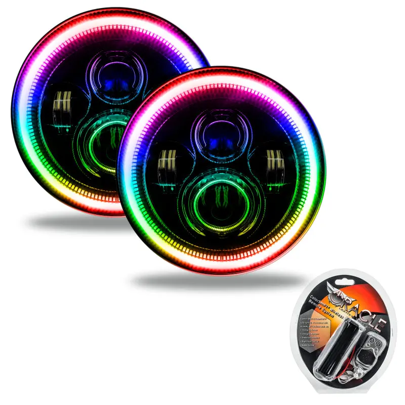 Oracle 7In High Powered Led Headlights - Black Bezel - Colorshift 1