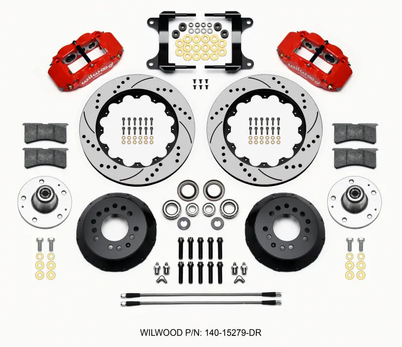Wilwood 1982-1992 Chevrolet Camaro 3Rd Gen Narrow Superlite 6R Front Hub Kit 14.00In Drill Red 1