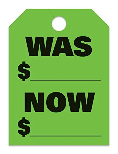 Jumbo "Was Now" Car Dealer Mirror Hang Tags - Fluorescent Colors Large Size (8-1/2" × 11-1/2") Tags For Auto Dealership Supplies - Durable 11-Point Stock Material 1
