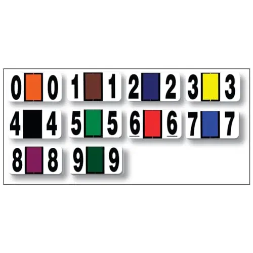 File Right Number Labels Roll Set – Laminated Die-Cut Automotive File Number Stickers – 1-5/8" × 7/8" Durable Labels – Compatible With Leading Automotive Filing Systems – Full Set Of 10 Rolls (0-9) In Dispenser Box 1