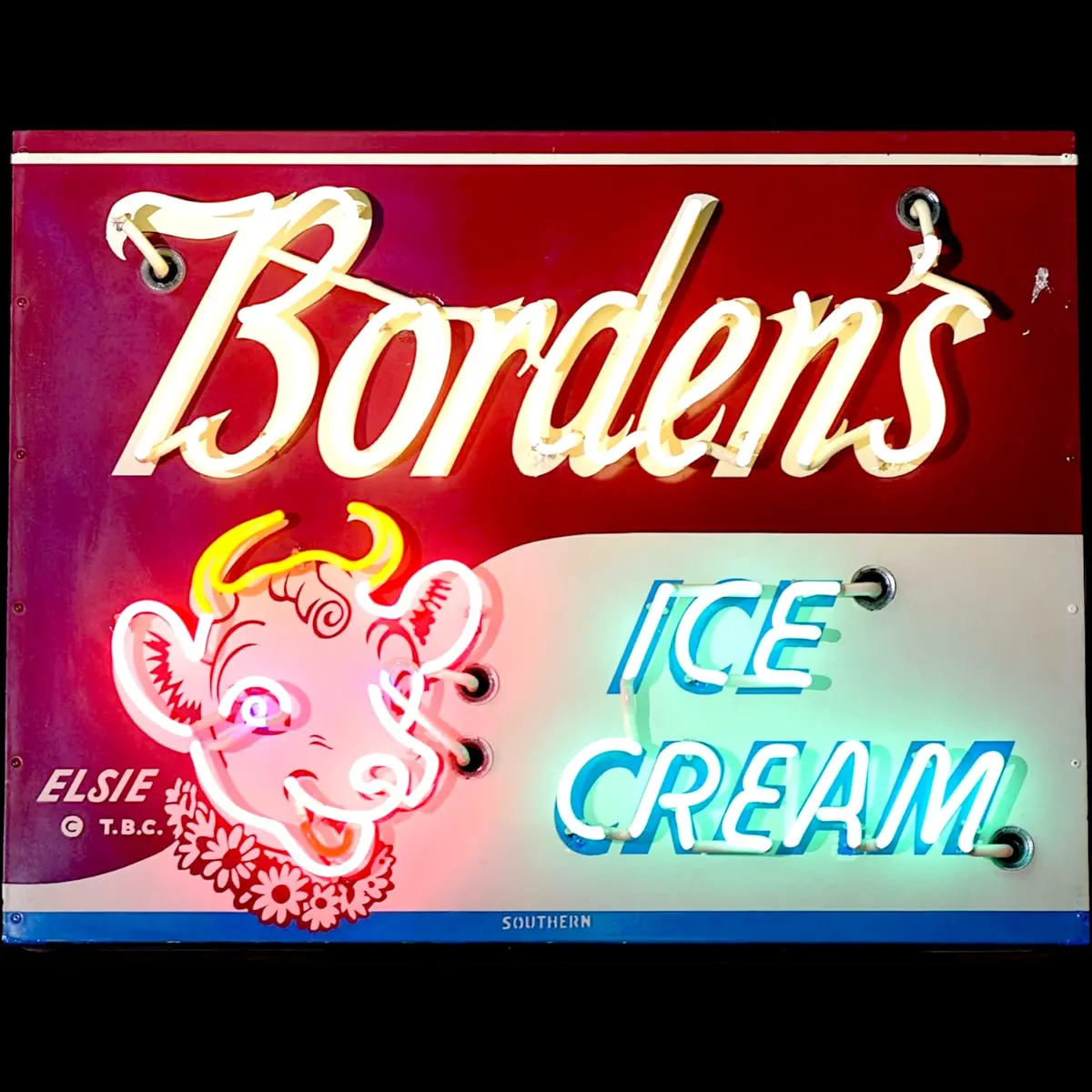 Borden's Ice Cream Elsie The Cow Neon Porcelain Shop Sign With Can 1