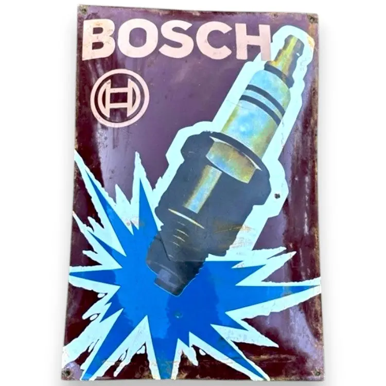 Bosch Spark Plug Porcelain Enamel Vintage Metal Reproduction 1