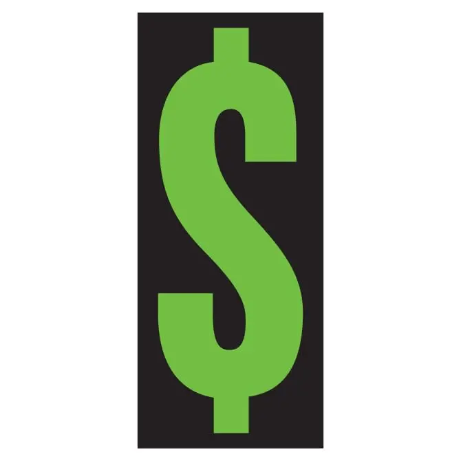 Number Window Stickers - Fluorescent Green & Black Car Dealer Number Stickers - Durable, Weatherproof Vinyl With Easy On/Off Adhesive - Back Slit For Seamless Installation - 5-1/2" 1