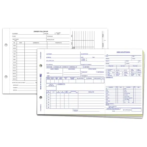 Used Vehicle Appraisal Forms Form 290 - 3-Part Snap-Out Carbonless Paper - 9-1/8" X 5-1/2" White/Canary/White Tag Sheets - 100 Forms Per Pack 1