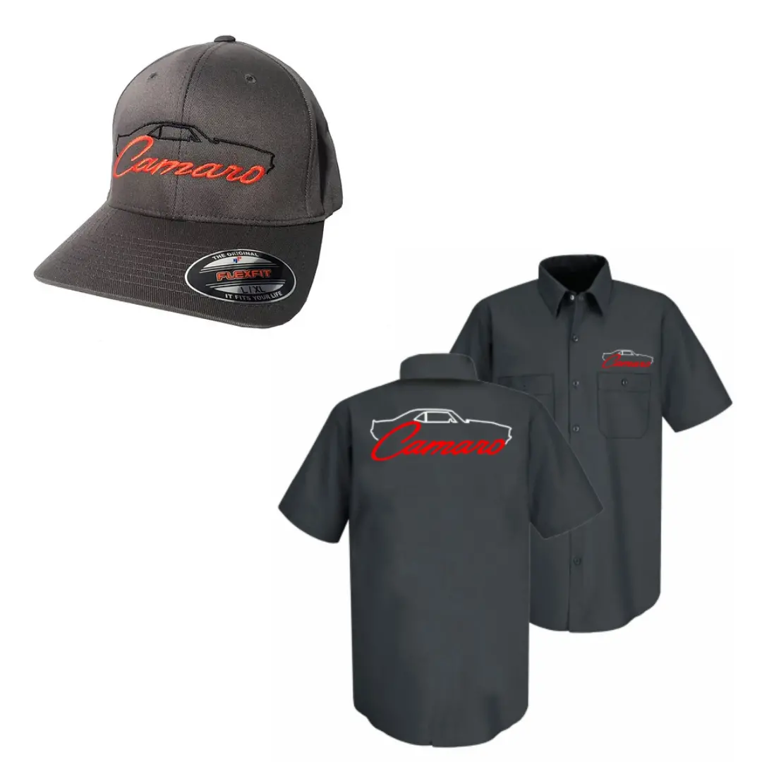 Camaro 1St Generation Hat And Mechanic Shirt Bundle 1