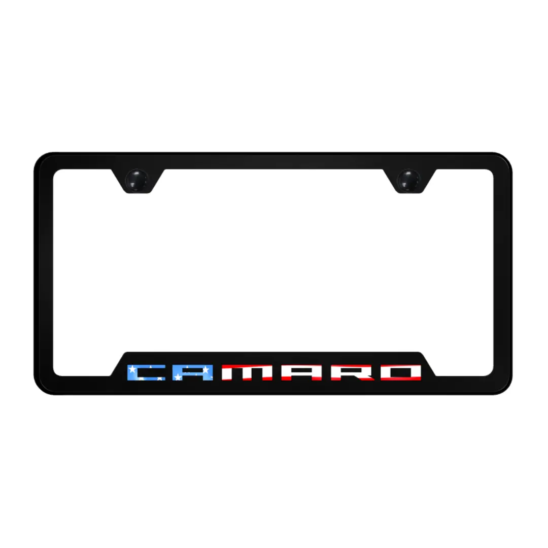 Camaro Flag Pc Notched Frame - Uv Print On Black 1