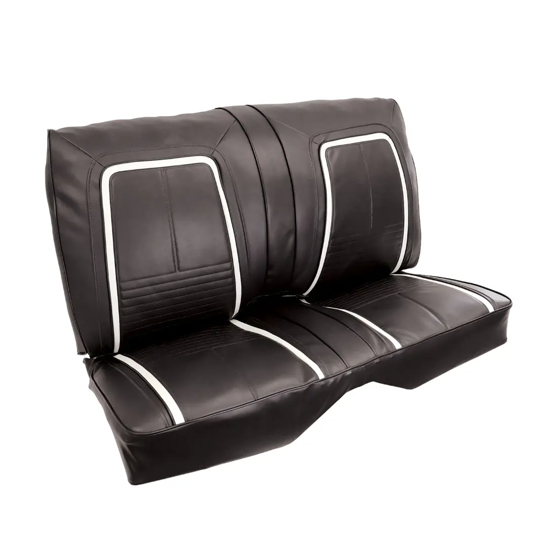 1967 Premium Stitched Vinyl Seat Covers - Deluxe Interior Rear - Black/White - Ca 1