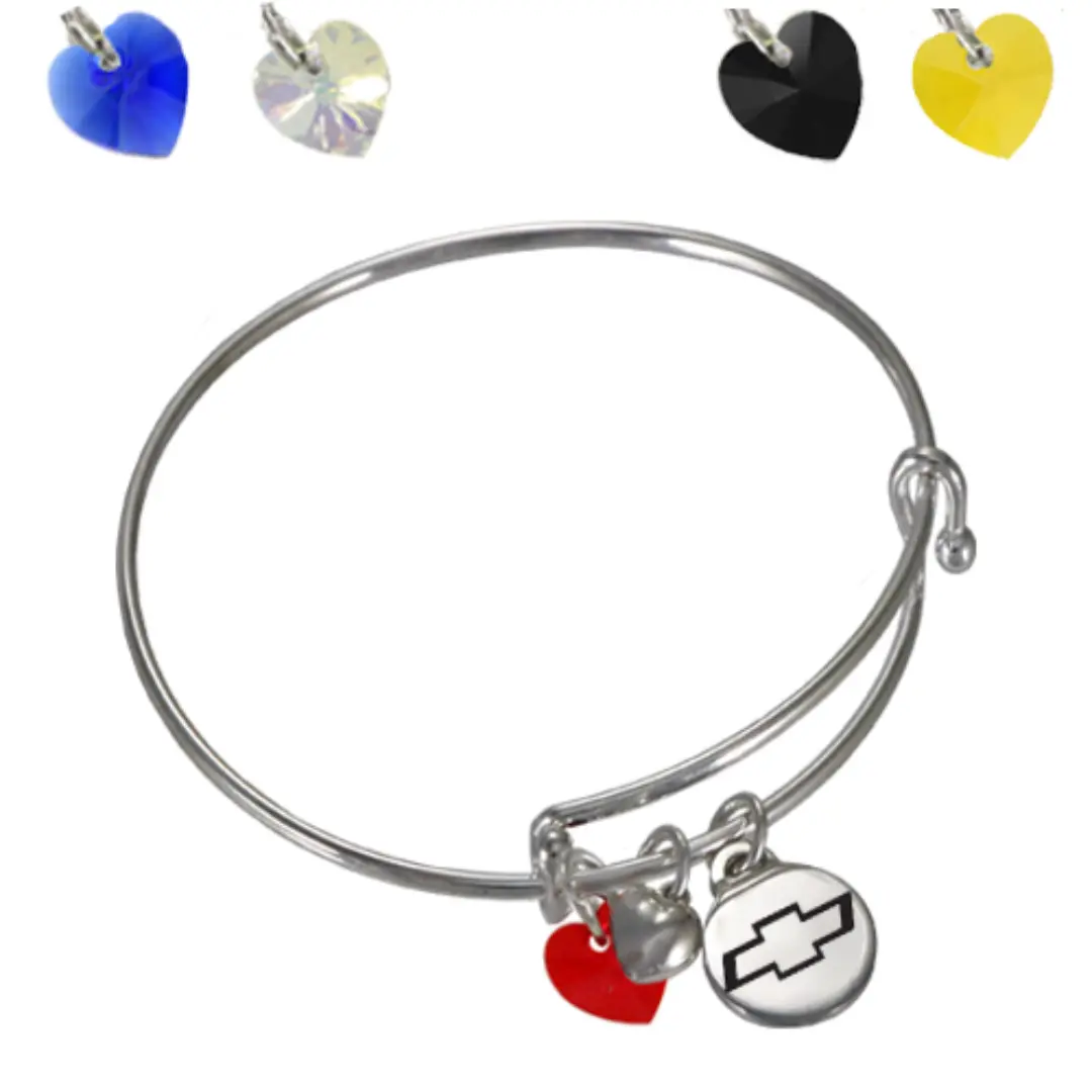 Chevy Bowtie Emblem & Crystal Charm Bracelet 1