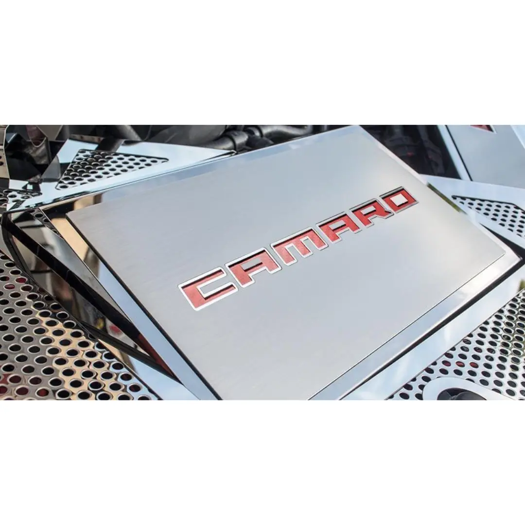 2016-2024 6Th Generation Camaro Fuse Box Cover & 'Camaro' Top Plate | Stainless Steel 1