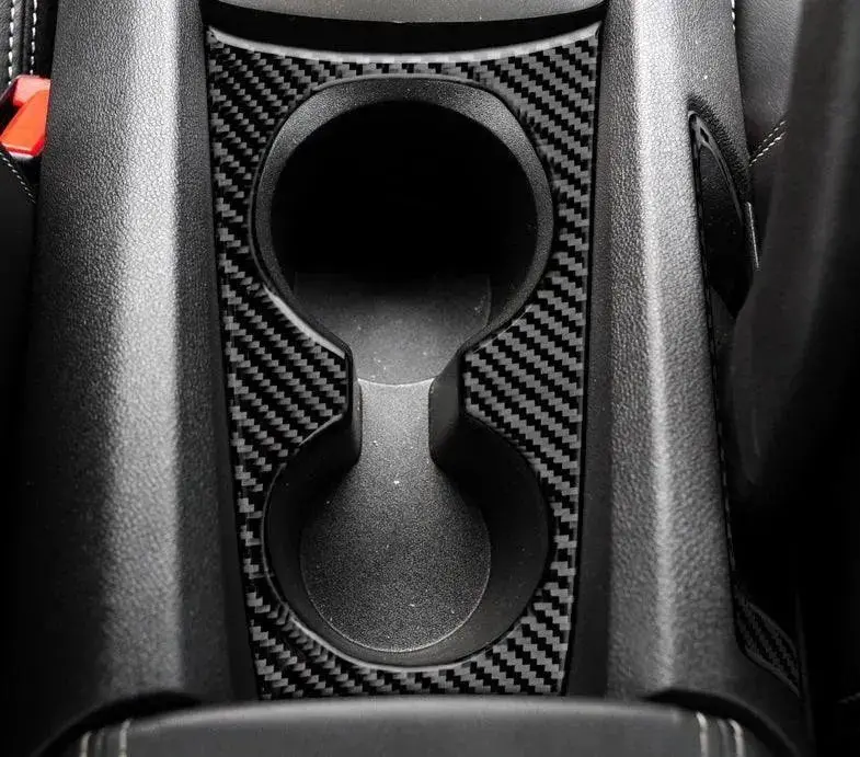 Carbon Fiber Cup Holder Panel Overlay For Chevrolet Camaro 2010-2015 1
