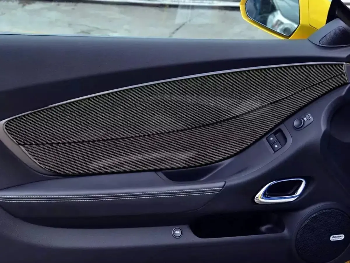 Carbon Fiber Door Trim Overlay For 2010-2015 Chevy Camaro 1
