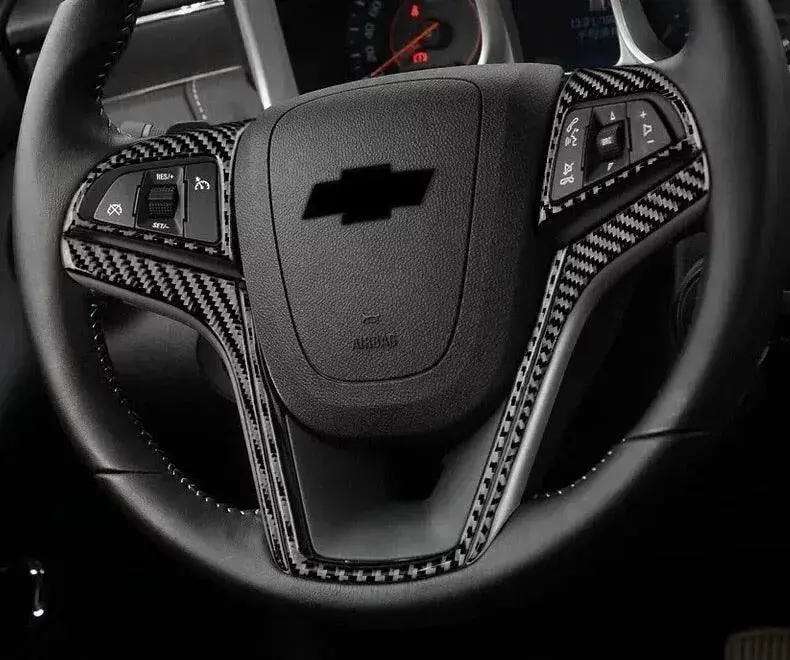 Carbon Fiber Steering Wheel Overlay For Chevrolet Camaro 2013-2015 1
