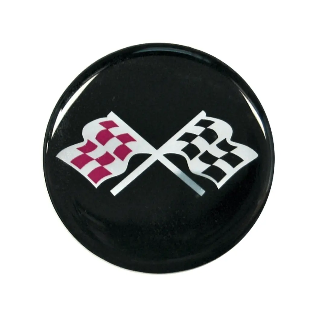 Chevrolet Black/Silver Cross Flag Emblem Decal - Size 44Mm (1.75") - 4 Piece Set 1