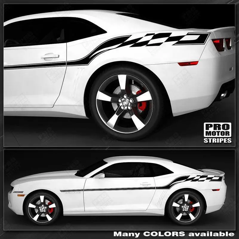 Chevrolet Camaro 2010-2015 Checkered Flag Style Side Stripes 1
