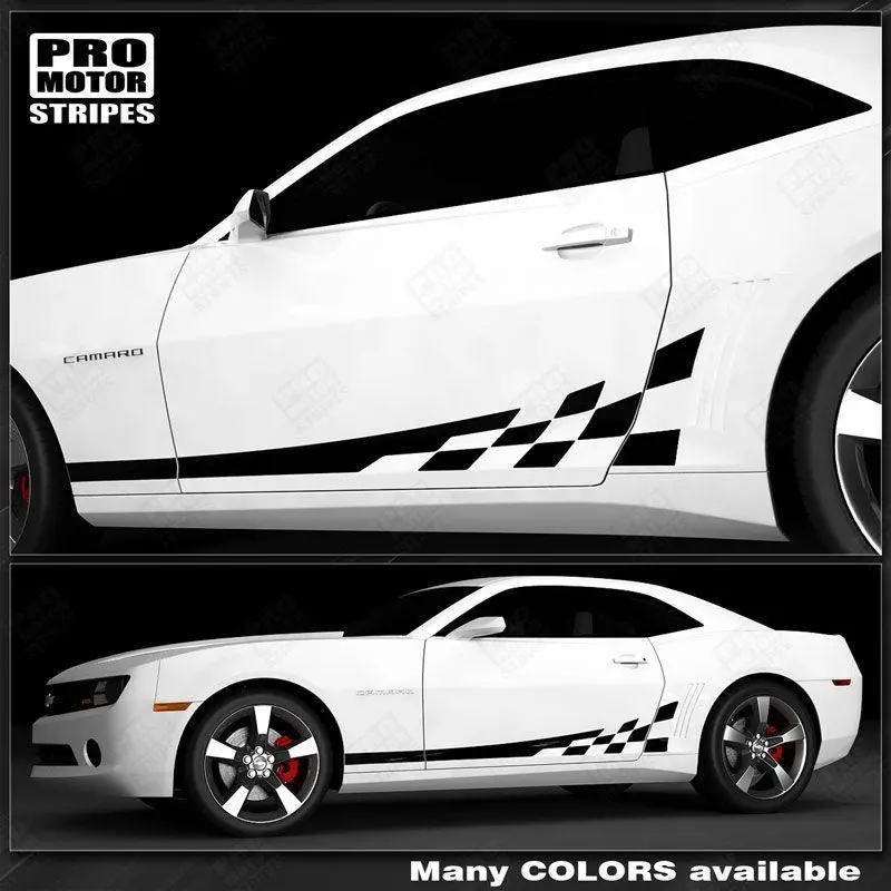 Chevrolet Camaro 2010-2015 Checkered Rocker Panel Side Stripes 1