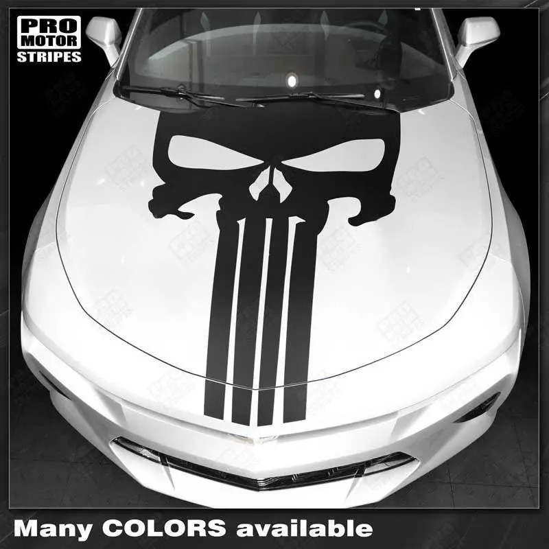 Chevrolet Camaro 2016-2024 Punisher Style Skull Hood Decal Stripe 1
